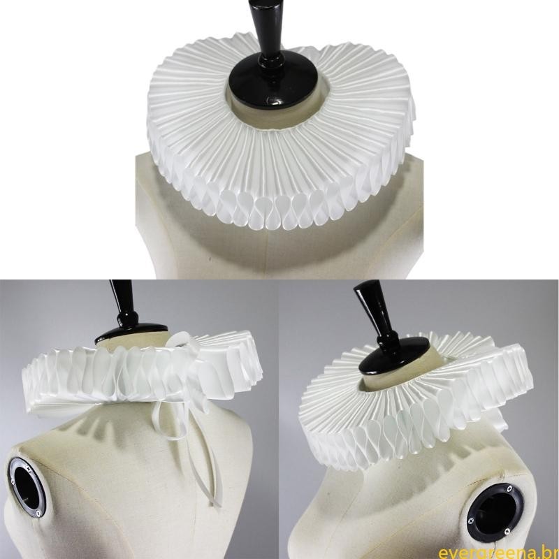 Eve Silky White Neck Ruff Clown Choker Gargantilha Palhaço Ruffled ...
