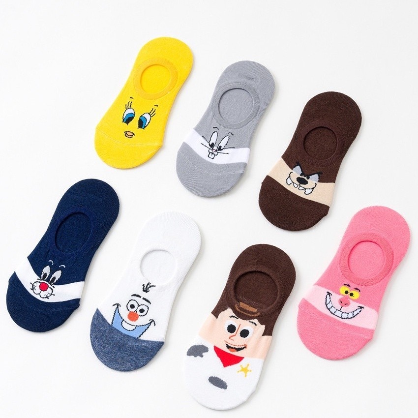 Meias De Silicone Macias De Alta Qualidade De Algodão Invisível Feminino De Moda Fofa De Cor