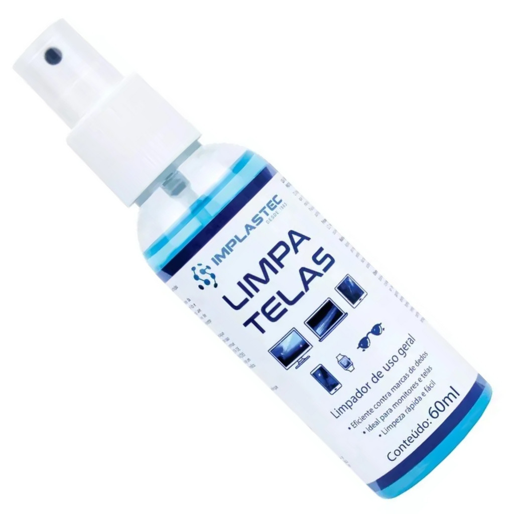 Limpa Telas Tv Monitor Celular Clean Spray Implastec 60ml