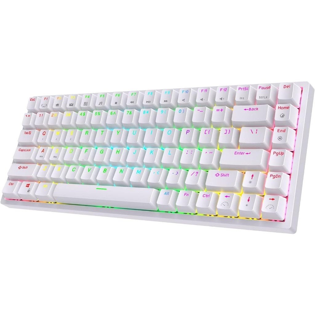 RK ROYAL KLUDGE Teclado Gamer mecânico RK84 sem fio RGB 75% modo triplo BT5.0/2.4G/USB-C, Bluetooth de 84 teclas com bateria de alta capacidade, interruptor vermelho