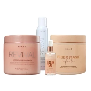 Braé Kit Mascara Revival Fiber Oil Blend Intense Completo Salon (4 Produtos)