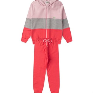 Conjunto Infantil Menina Moletom - Tricolor - Rosa Claro Cinza e Rosa