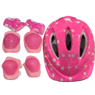 Kit De Protecao Bike Infantil Com Capacete, joelheiras, cotoveleiras, munhequeiras varias cores