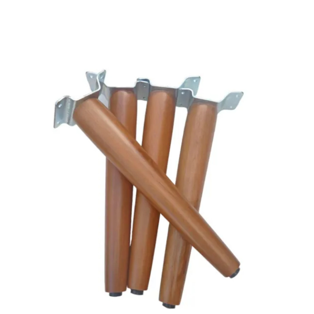 Pé Palito Rack Madeira Mesa Sofás, Pufs, Kit 4 Pés - 35cm + 4 chapinha