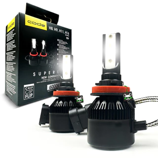 Kit Par Lâmpada Automotiva Super Led New CSP Flip 3200 Lúmens 6000K Encaixe H8 H9 H11 H16 Code