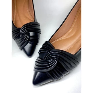 Sapatilha Feminina Preto Napa Palmilha Confort Bico Fino 005X