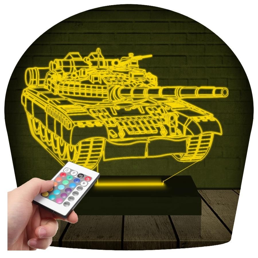 Luminária Led 3D Tanque Abajur Presente Criativo Decoração