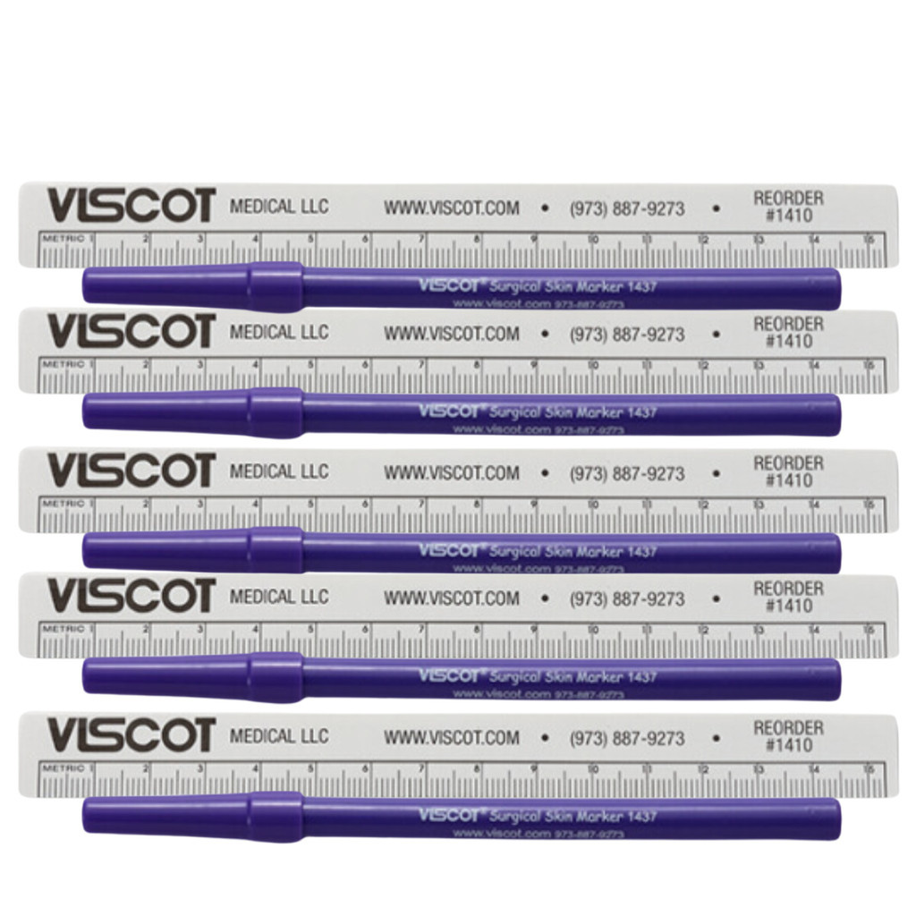 Kit 5 Canetas Viscot Marcadora C/Regua Esteril 1437 | Shopee Brasil