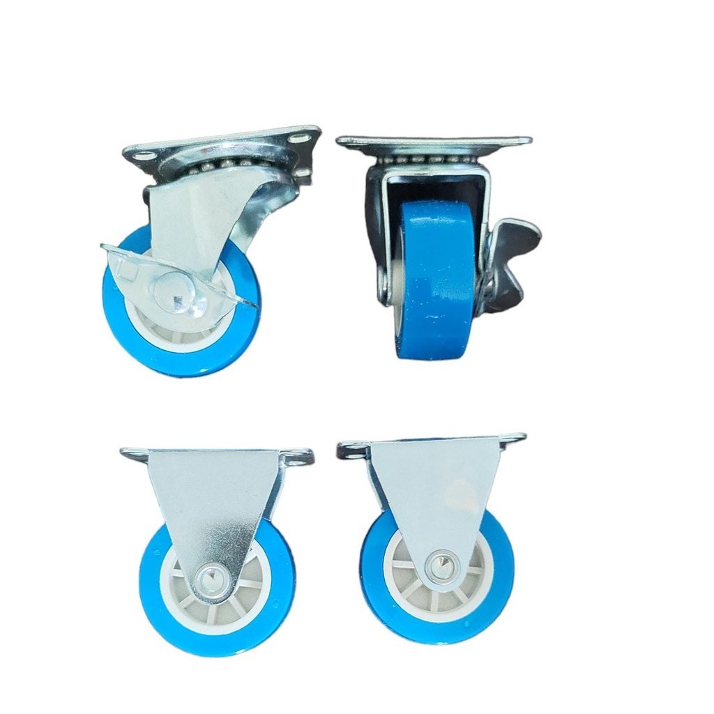 Kit Rodinhas 2 Giratórias com Freio e 2 Fixas - 3,2 cm. Macia não risca o chão