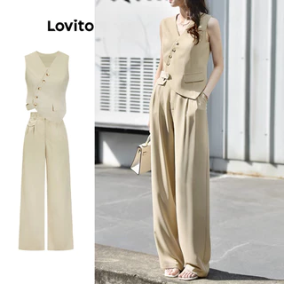 Lovito Casual Conjunto de Calça Assimétrica para Mulheres L77ED107