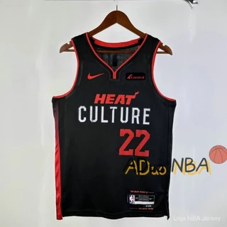 2023-24 Hot pressed nba Miami Heat Jimmy Butler #22 Black Swingman City Edition blusa de basquete Jersey sponsor logo