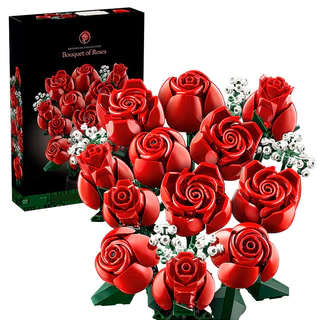 Romântico Rose Flower Bouquet Building Blocks 10328 Creative Home Desk Planta Decoração Montagem Tijolos Brinquedos Presentes Para Meninas Senhora