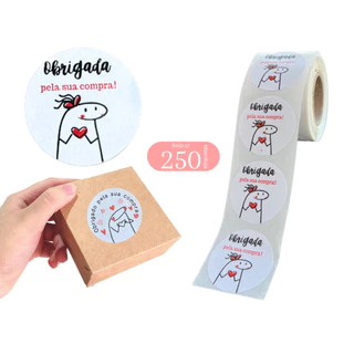 250 Etiquetas Adesivas Flork / Bento 1 Coração Obrigada Pela Sua Compra Para Delivery iFood