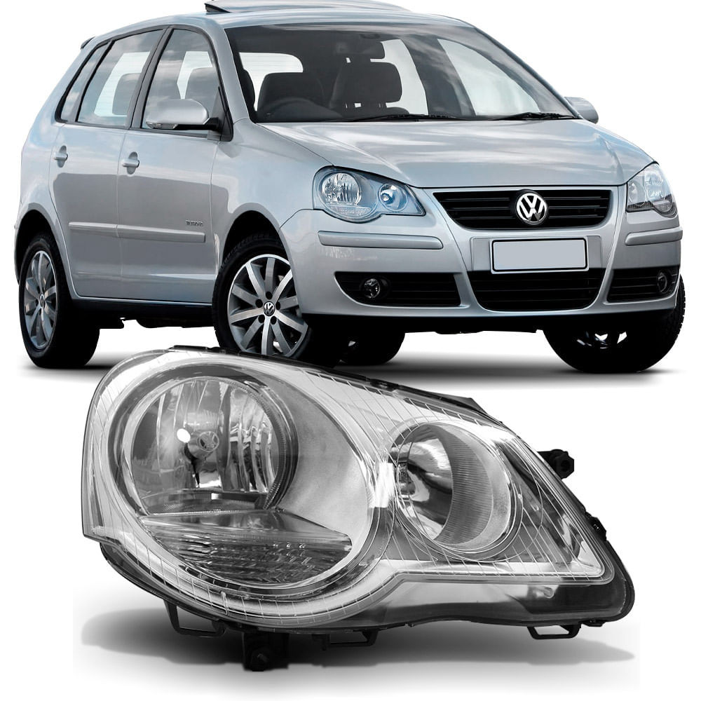 Farol Polo 2007 2008 2009 2010 2011 2012 2013 2014 Cromado Lado Direito ...