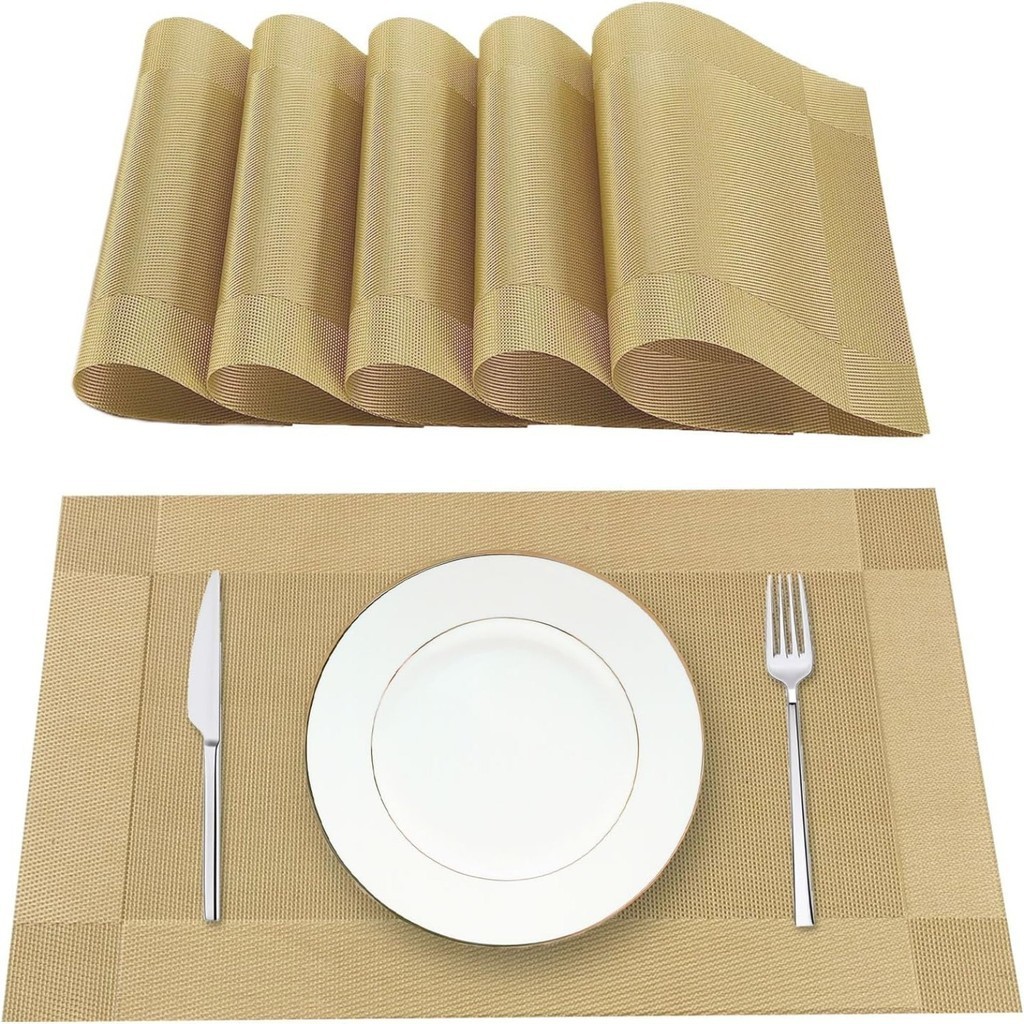 Conjunto 6 Peças Jogos Americanos Individuais De Mesa Em PVC Retangular Mesa de Jantar