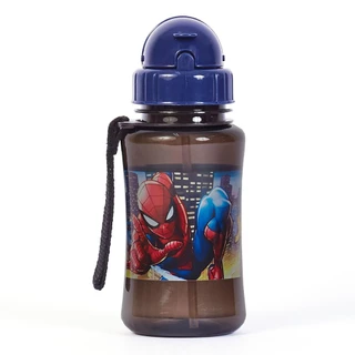 Garrafa Escolar 350ml Marvel Homem Aranha com Canudo Preta
