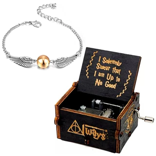 Kit Pulseira Caixinha Caixa De Música Harry Potter Manivela
