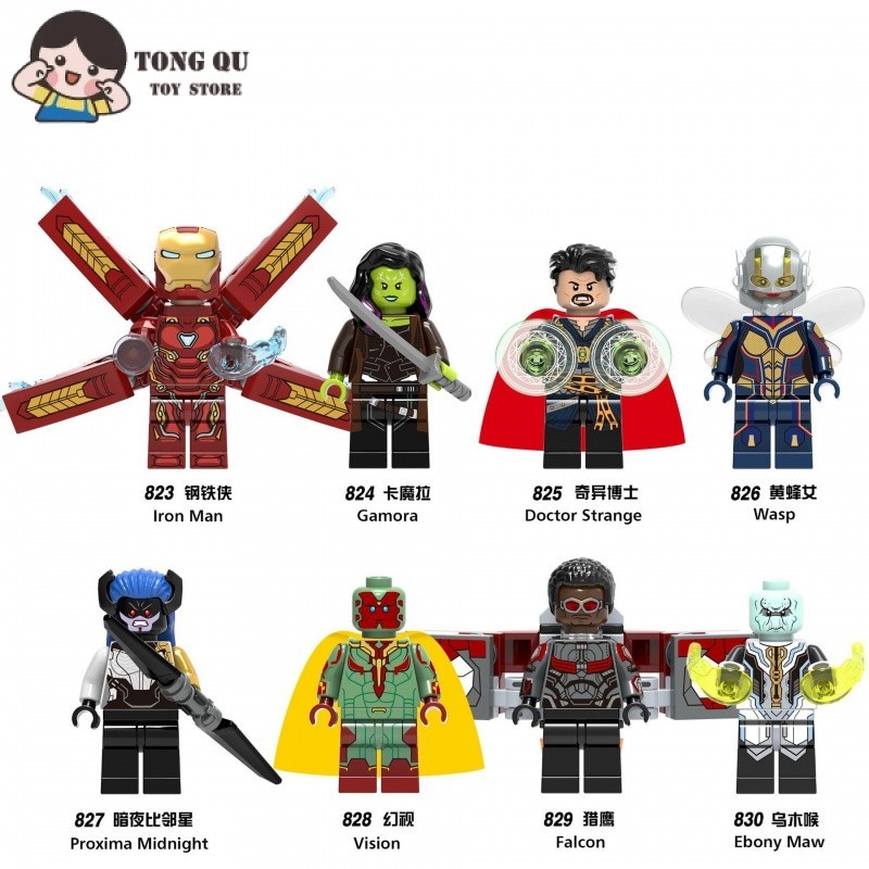 Superhero Minifigures Vision Falcon Building Block Doll Collection Modelo de brinquedo de aniversário