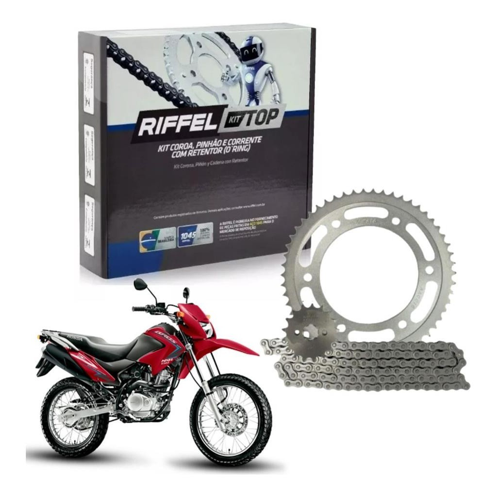 Kit Relacao Tração Transmissão Honda NXR Bros 150 2003 à 2015 Original Riffel Com Retentor