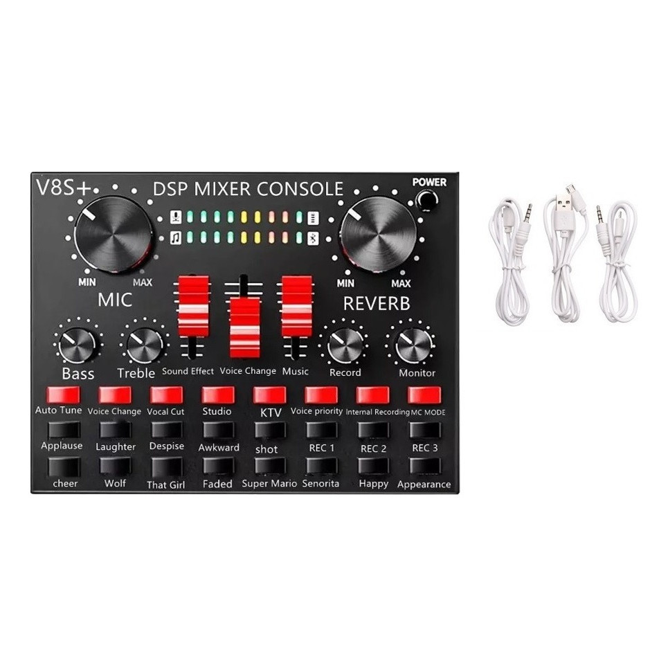 Placa De Som Externa V8s+ Mini Placa Mixagem De Som | Shopee Brasil