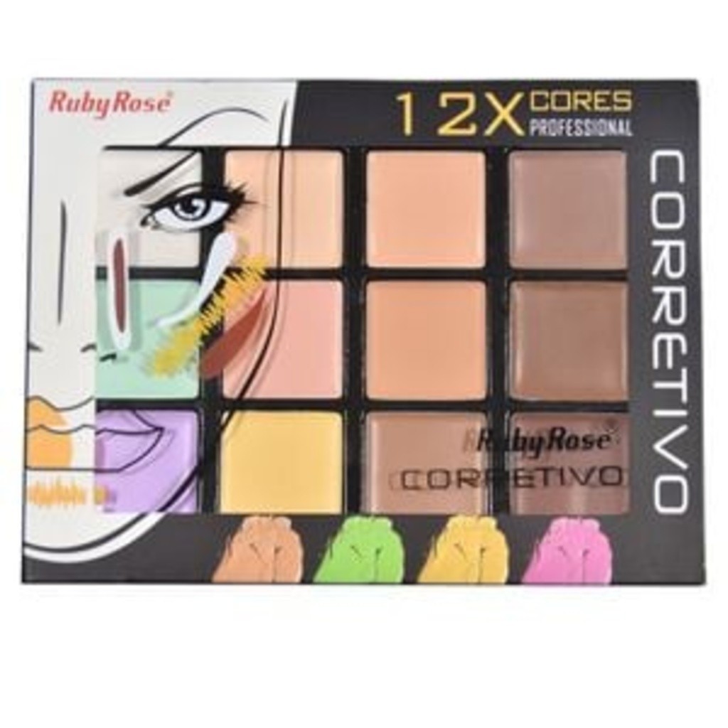 Paleta De Corretivo colorido 12 Tons Ruby Rose | Shopee Brasil