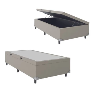 Cama Box com Baú Solteiro 0,88m com 41cm de Altura Prince Bege