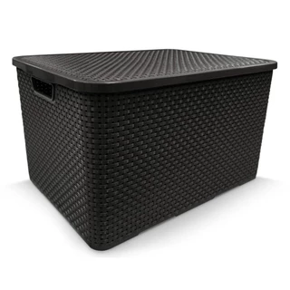 Caixa Organizadora Rattan Com Tampa 40 Litros Preto Arqplast
