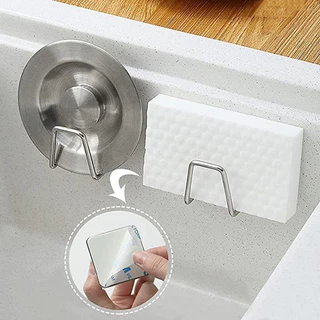 Kit 2 Gancho Aço Inoxidável com Adesivo para Esponja de Cozinha