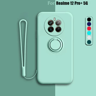 Estojo De Suporte De Anel De Silicone Macio Para Realme 12X 12 Pro Plus 5G Com Tampa Traseira Brilho Líquido