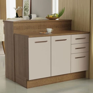 Ilha de Cozinha com Bancada e Balcão 120 cm Rustic/Crema Agata Madesa em Oferta na Shopee