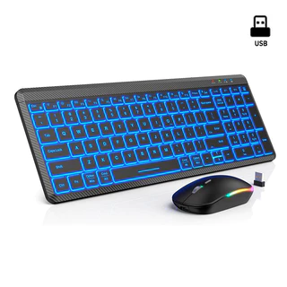 JOMAA 2.4G Teclado Sem Fio E Mouse Combo Com Luz De Fundo , Bluetooth Multi-Dispositivo Recarregável Portátil Numérico
