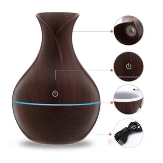 Umidificador Difusor De Ar Tipo Madeira Aroma Ultrassonico Usb Led