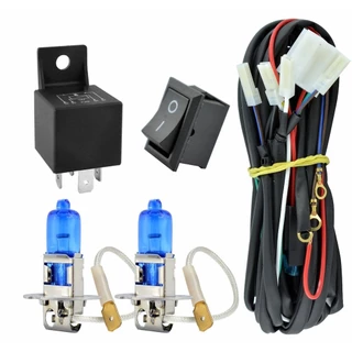 Kit Chicote Universal Farol Milha Auxilar Com Rele e Botão + LAMPADA H3 SUPER BRANCA