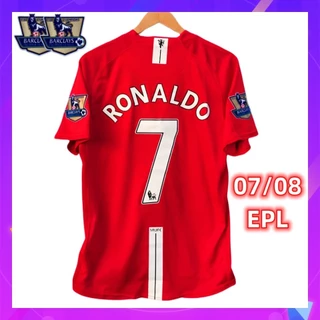 Camisa de Futebol 07/08 Manchester U retrô ML home 2007/2008 Ronaldo Camisa de time 【Frete grátis】