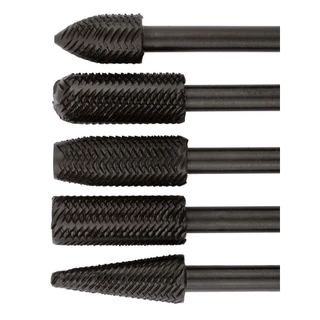 Kit 5 Pçs Lima Rotativa Fresa Profissional para Retifica em Aço Ferro Metais - Debaste Remoção de Rebarbas Perfuração Acabamento Perfeito - Encaixe 1/4"pol CNC Furadeira Micro Retifica - Ponta Cônica Bola Reta
