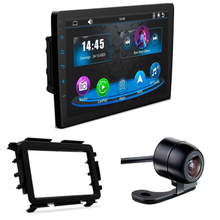 Central Multimidia Android Auto CarPplay Civic 2012 a 2018 + Moldura Fiamon + Câmera Ré Borboleta