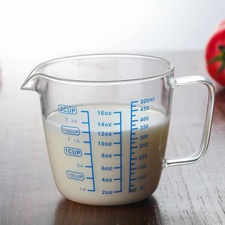 1PC Copo Medidor De Vidro Borossilicato Resistente Ao Calor Com Leite Infantil Em Escala