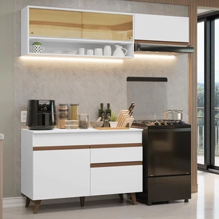 Armário de Cozinha Compacta 190cm Branco Reims Madesa 06 em Oferta na Shopee