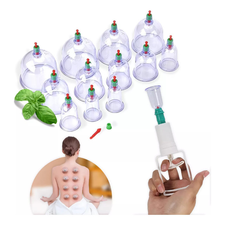 Kit 12 Ventosas + Bomba Ventosaterapia Massoterapia Chinês, Ideal para ...