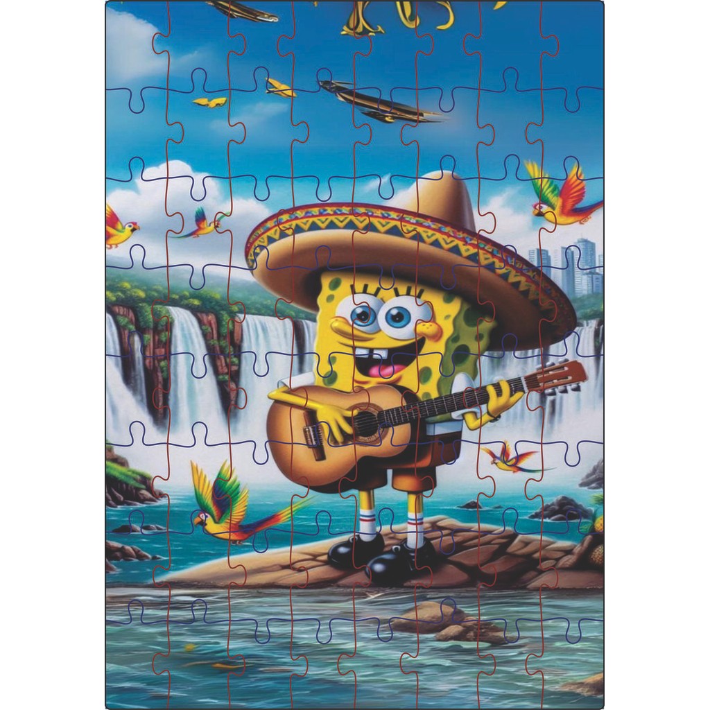 Jogo Quebra-Cabeça Infantil Bob Esponja 1 64 Peças MDF 18x26 | Shopee ...