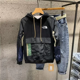 TNF Patchwork Clashing Colours Sweatshirt Com Capuz Homens Pullover Top Bonito
