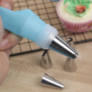 Kit Saco para Confeitar Silicone Reutilizável 25cm ou 40cm + 6 Bicos Aço Inox