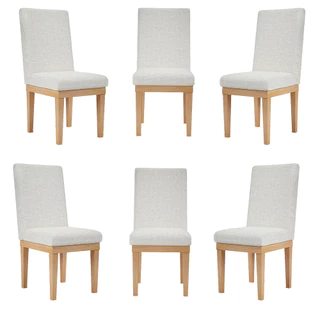 KIT 6 Cadeiras Reforçada para Mesa de Jantar Luxo Linho