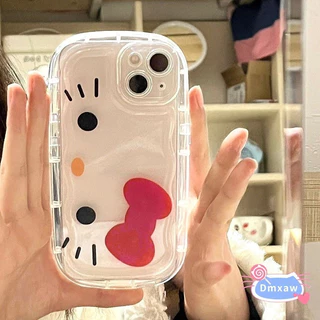 Capa HelloKitty Para iPhone 15 14 13 11 12 Pro Max XR Xs 8 7 6 6s Plus SE 2020 Almofada De Ar Transparente Macia Hello Kitty Anti-Queda Menina Y2K À Prova De Choque