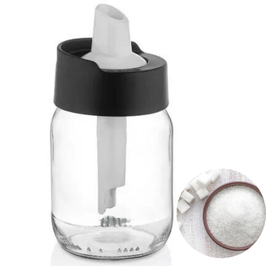 Açucareiro De Vidro Com Tampa E Bico Dosador 190ml