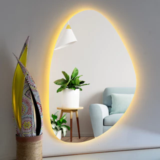 Espelho Orgânico Lapidado com LED 57X37cm Led À PILHA ou FONTE