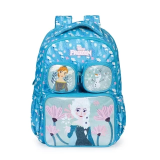 Mochila Escolar Infanto-Juvenil Feminina Frozen Bloom Azul Claro