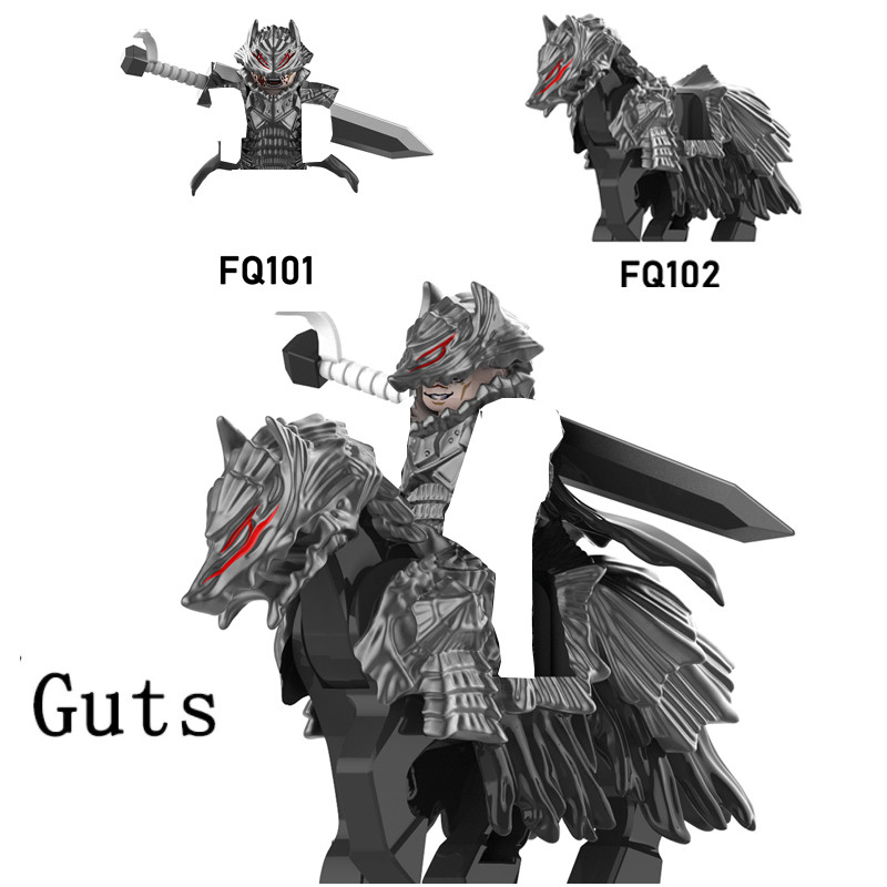 Blocos De Construção Guts Berserk‌ Figuras Toy Wolf Mount Minifiguras