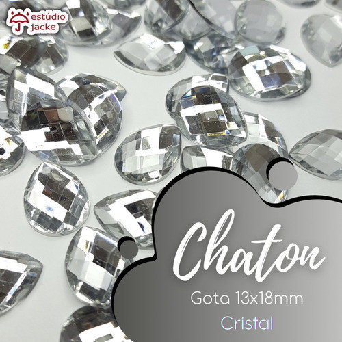 Chaton Gota 13x18mm - Cristal - 50 Unid. - Base Reta