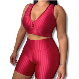 Conjunto shorts com top 3D Vermelho